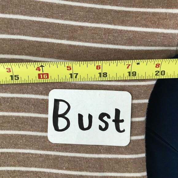 Haven Well Within Mocha Brown Striped Cotton Funnel Neck Long Sleeve Top - XS - Picture 6 of 9